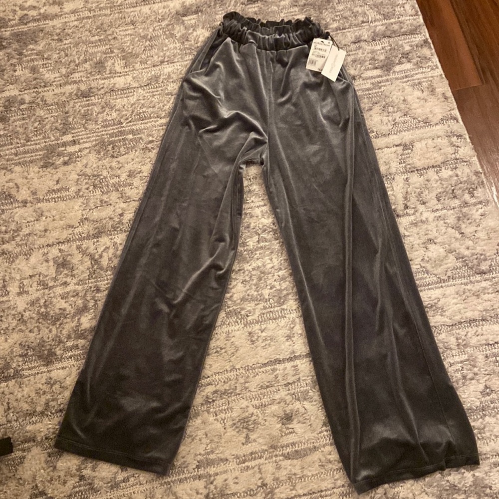 NWT grey velvet pants